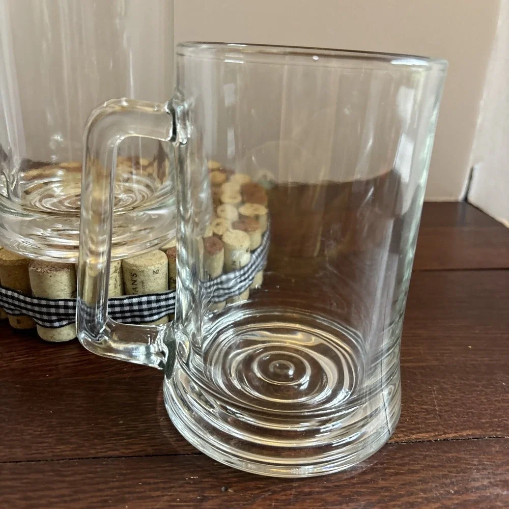 Beer Stein/Mugs Heavy Base Ringed Bottom Made in Italy - Set of 2